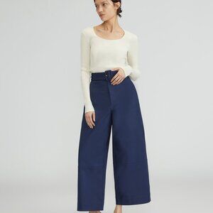 Everlane The Structured Cotton Belted Pant Navy